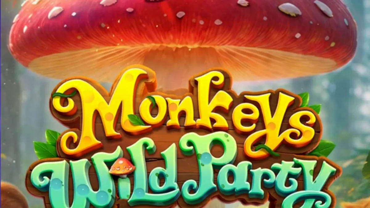 Tampilan visual slot Monkeys Wild Party dengan tema hutan tropis dan karakter monyet yang ceria.